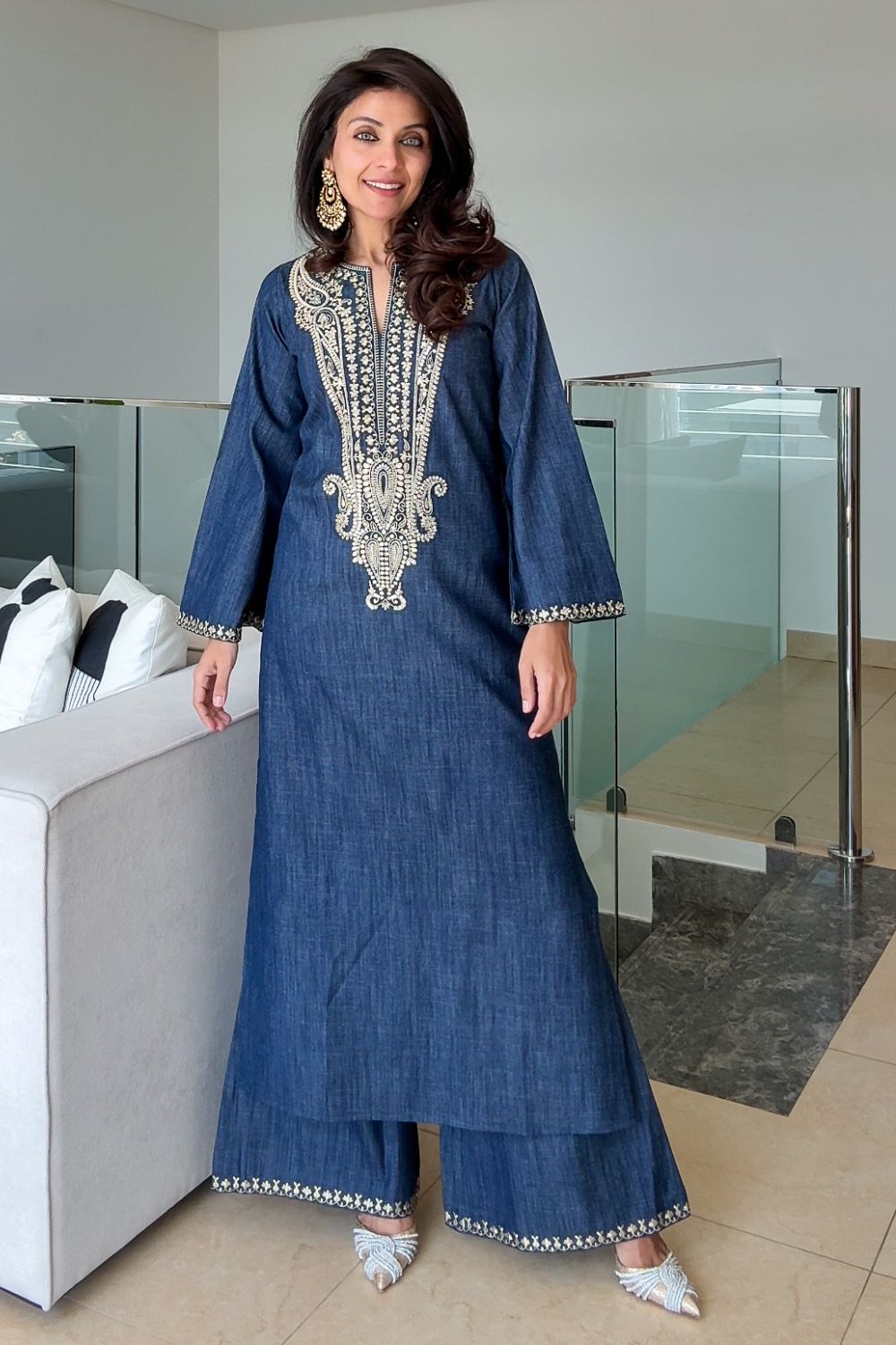 Nriti Shah In Our Nova Embroidered Kaftan With Pants Set