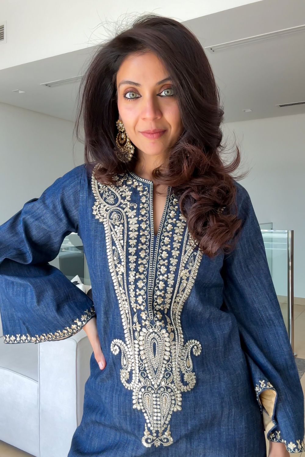 Nriti Shah In Our Nova Embroidered Kaftan With Pants Set