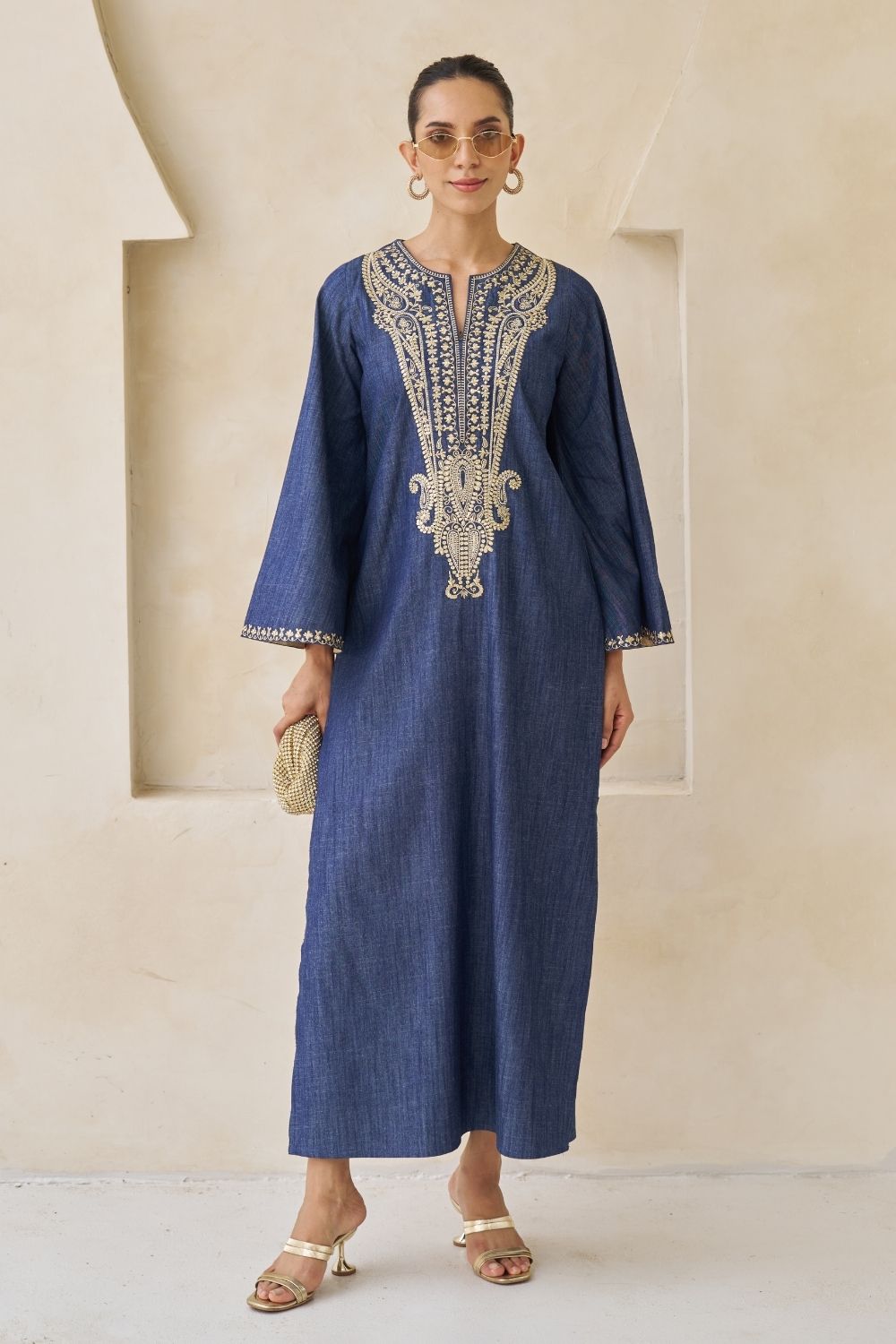 Nriti Shah In Our Nova Embroidered Kaftan With Pants Set