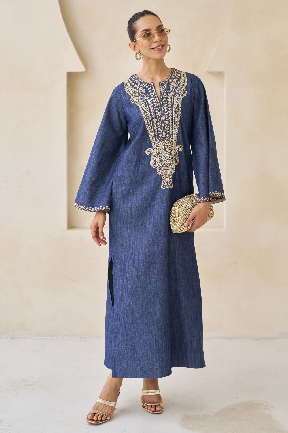 Nriti Shah In Our Nova Embroidered Kaftan With Pants Set