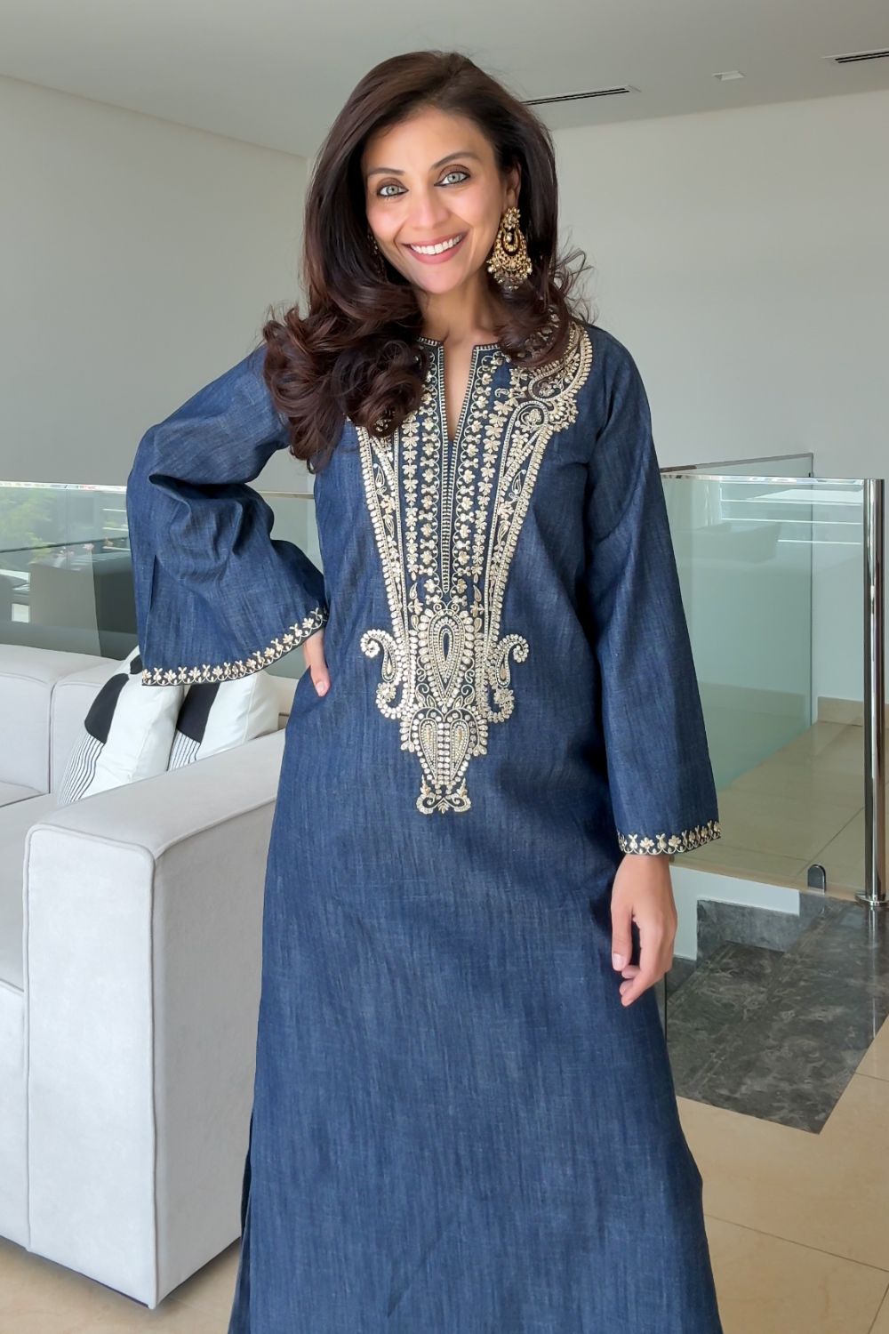 Nriti Shah In Our Nova Embroidered Kaftan With Pants Set