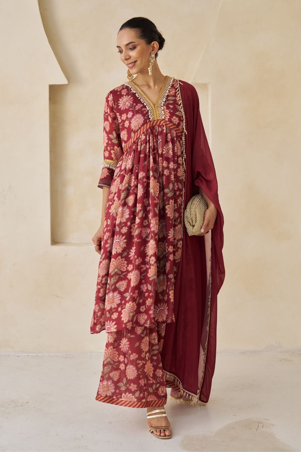 Laya Three Piece Set With Dupatta