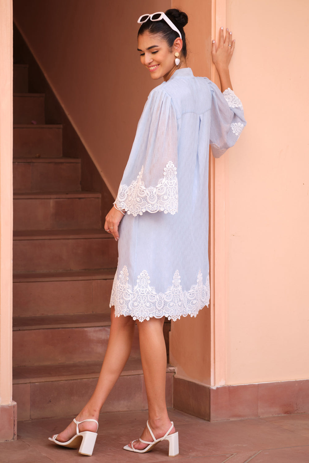 Celeste Hand-embroidered Lace Dress