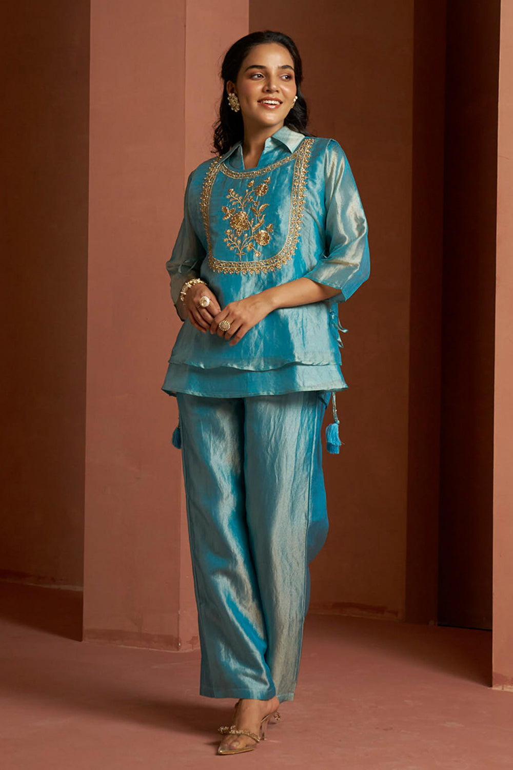 Phulwari Turquoise Co-ord Set