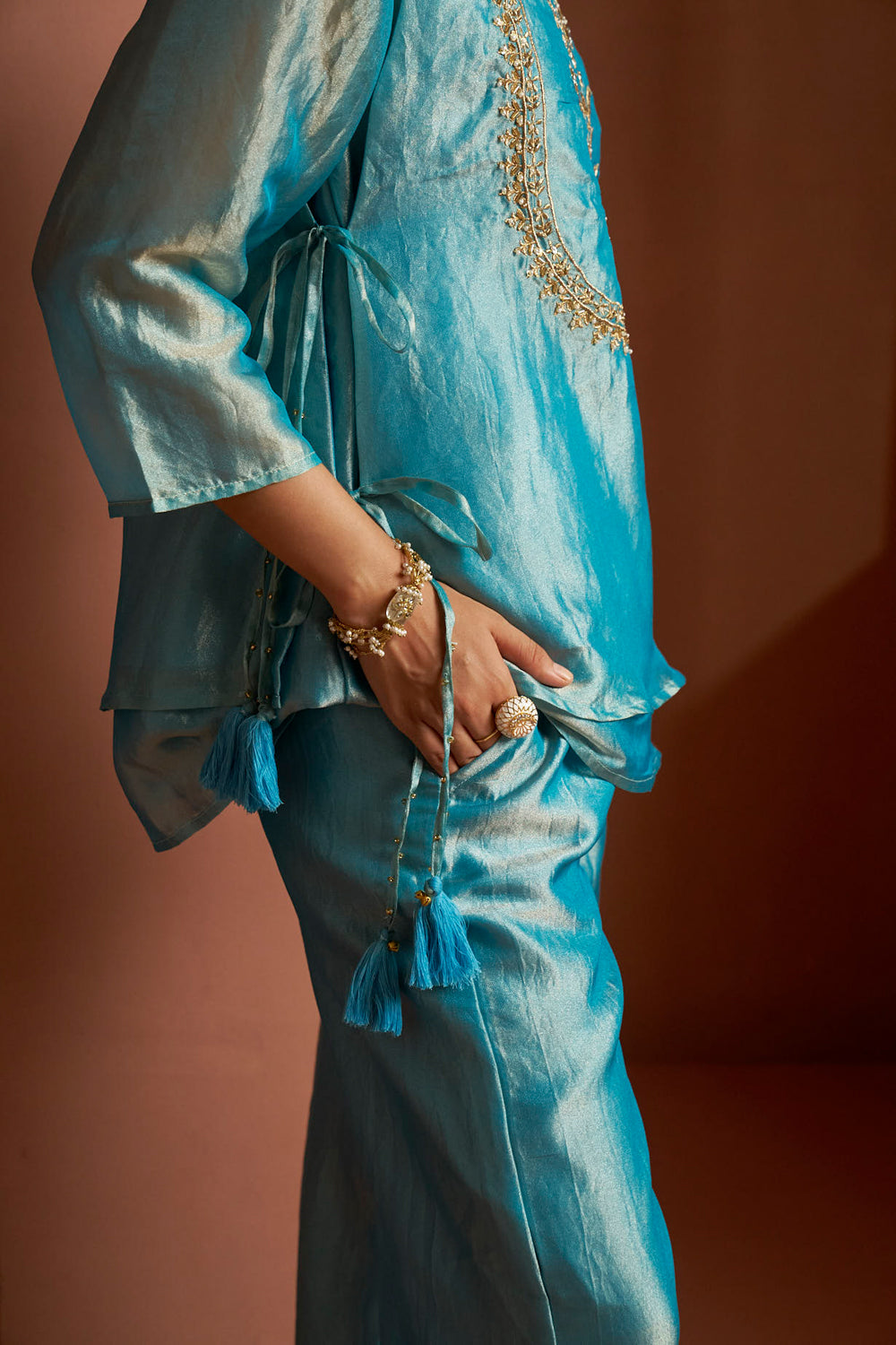 Phulwari Turquoise Co-ord Set