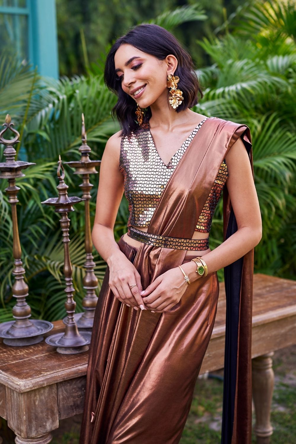 Jasnoor Anand In Our Syrah Blouse & Draped Saree Set