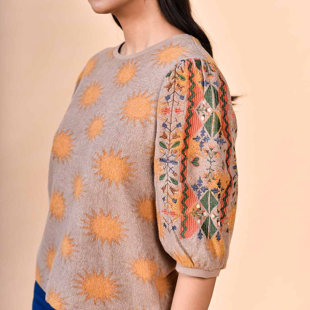 RISING SUN SWEAT WITH EMBROIDERY